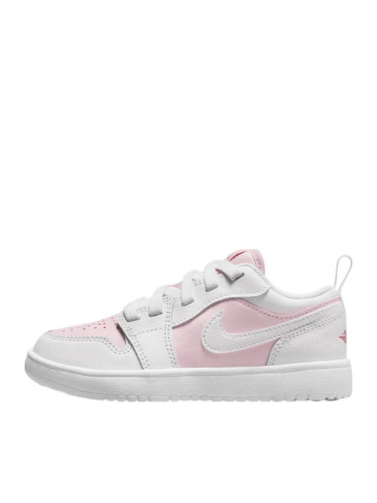 Retro 1 Low Kids Sneakers with Hoop & Loop Closure Pink