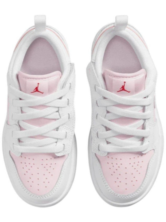 Retro 1 Low Kids Sneakers with Hoop & Loop Closure Pink
