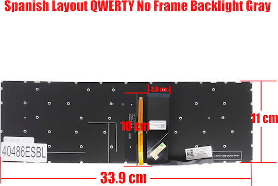 Spanish Laptop Keyboard Lenovo Ideapad 320-17ikb 80xm 81bj 320-17ast 80xw V320-17ikb 81ah 81cn V320-17isk 81b6 330-15ast 81d6 330-15ikb 81de 81dc 320-15isk 80xh 5cb0n96198 Es Without Frame Backlit Gray Code 40486esbl