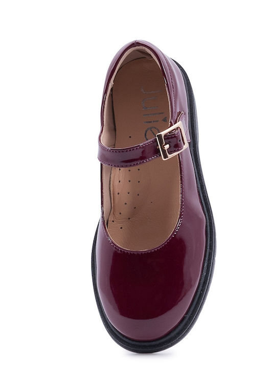Kids Ballerinas with Adjustable Metal Clasp Burgundy