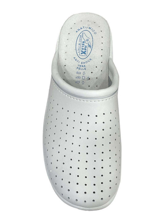 Ansin Women's Leather Anatomic Clogs White