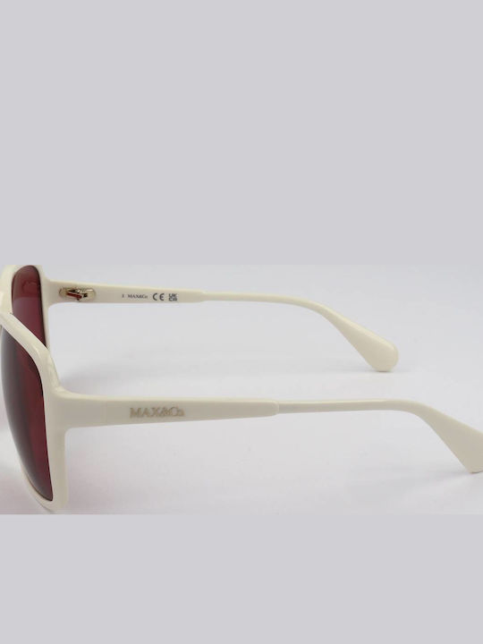 Max & Co Women's Sunglasses with White Plastic Frame and Pink Lens MO0079 21S