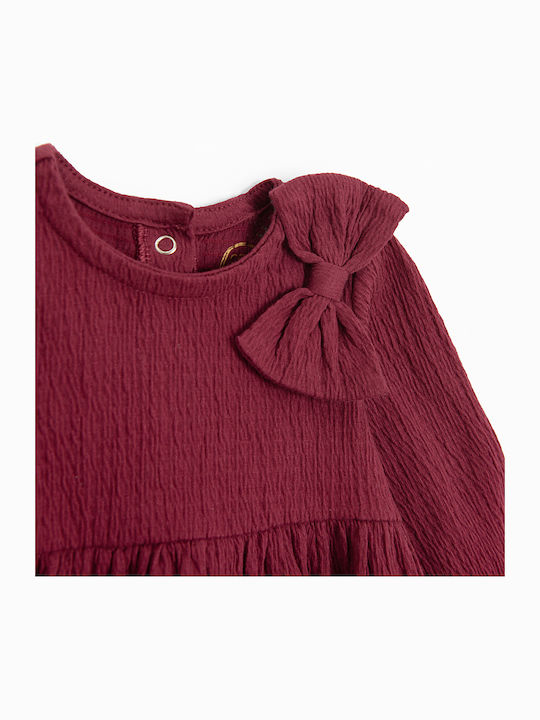 Mädchenkleid Langärmelig Set aus 2 mit Strumpfhose Rot