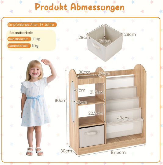 Costway Kids Multi Hook Wall Hanger with Hook Wooden with Shelf 90x87.5x30cm