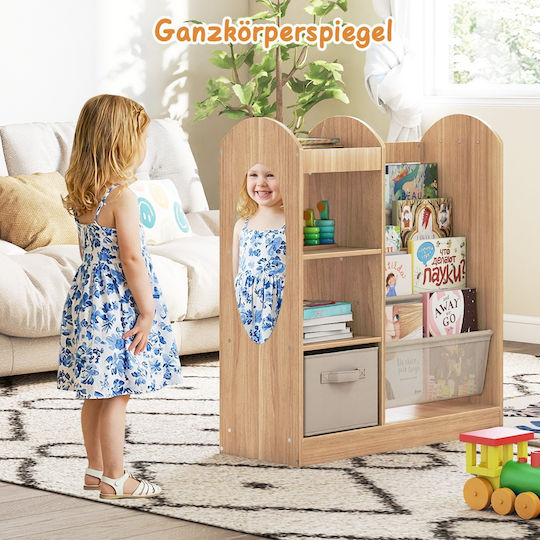 Costway Kids Multi Hook Wall Hanger with Hook Wooden with Shelf 90x87.5x30cm