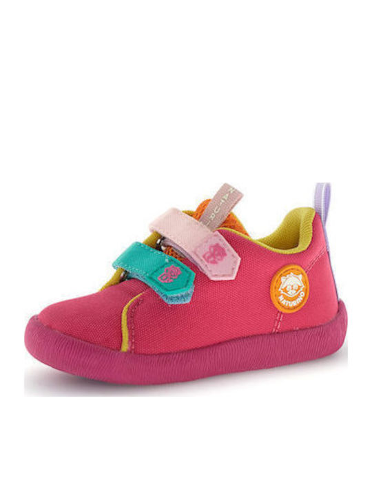 Kinder Sneaker Anatomisch Barfuß mit Bügel- und Schleifenverschluss Fuchsie