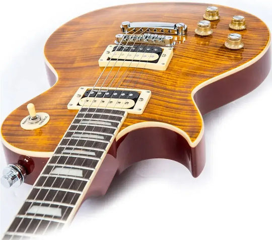 Vintage Set Electric Guitar for Left-Handers Single Cut Amber