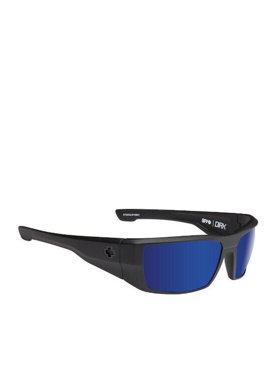 Spy Dirk Men's Sunglasses with Black Horn-Rimmed Frame and Blue Polarized Mirror Lens 672052374280