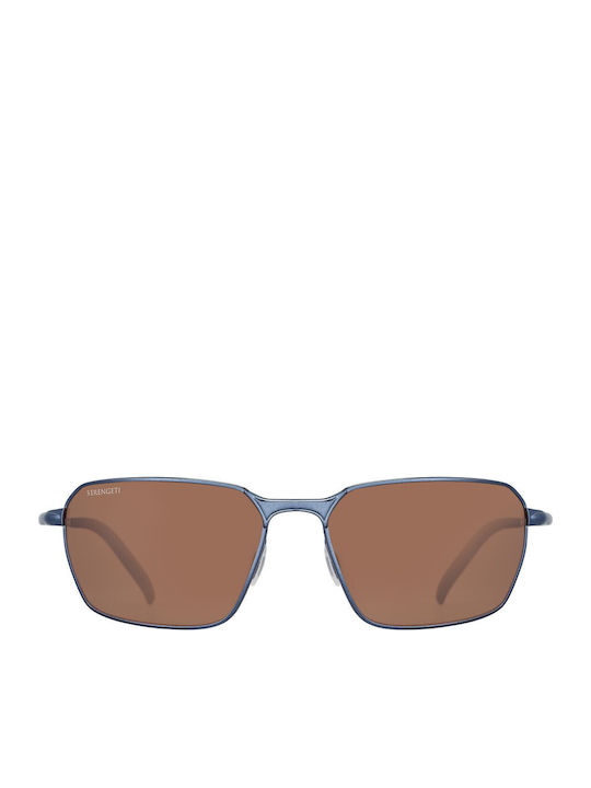 Serengeti Shelton Unisex Sunglasses with Blue Metal Frame and Brown Lens
