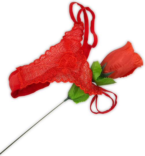 Cottelli Collection Valentines Red Rose With A Disguised Surprise Thong Женски Секси Прашка Red