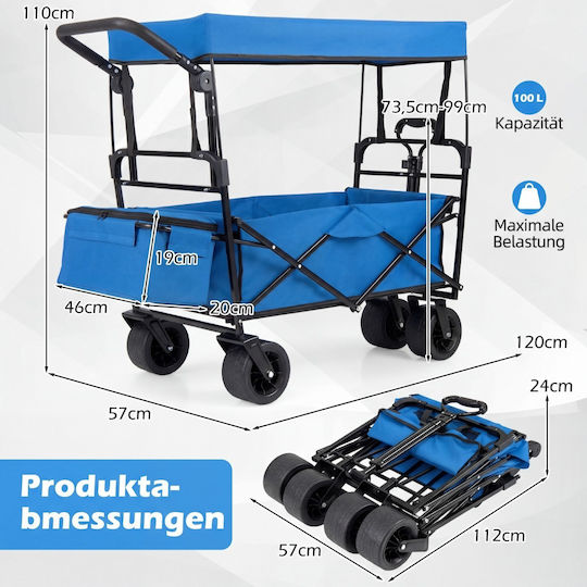Foldable Garden Cart Metallic 100lt