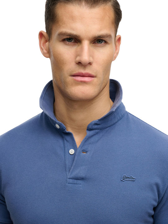 Classic Pique Polo Herrenbluse Kurzarm Bay Blau