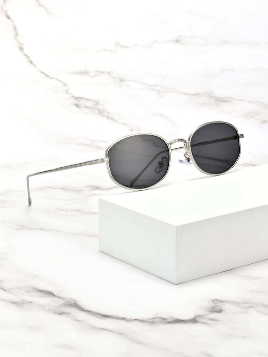 Red Raven Palma Unisex Sunglasses with Silver Metallic Frame and Black Mirror Lens