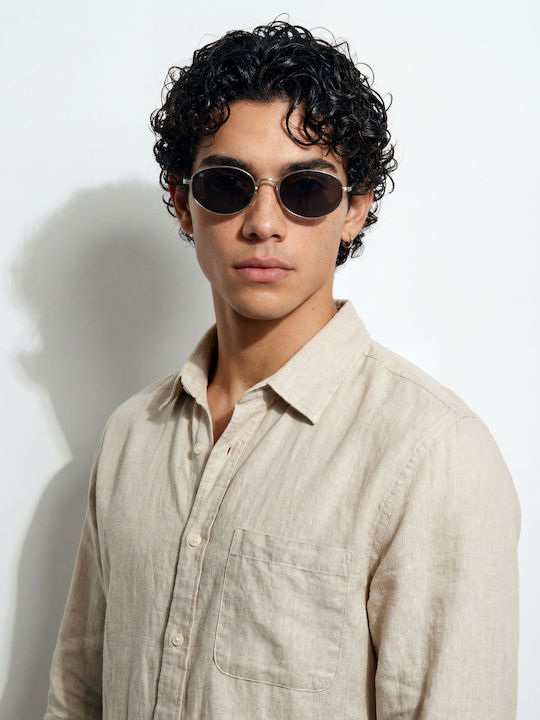 Red Raven Palma Unisex Sunglasses with Silver Metallic Frame and Black Mirror Lens