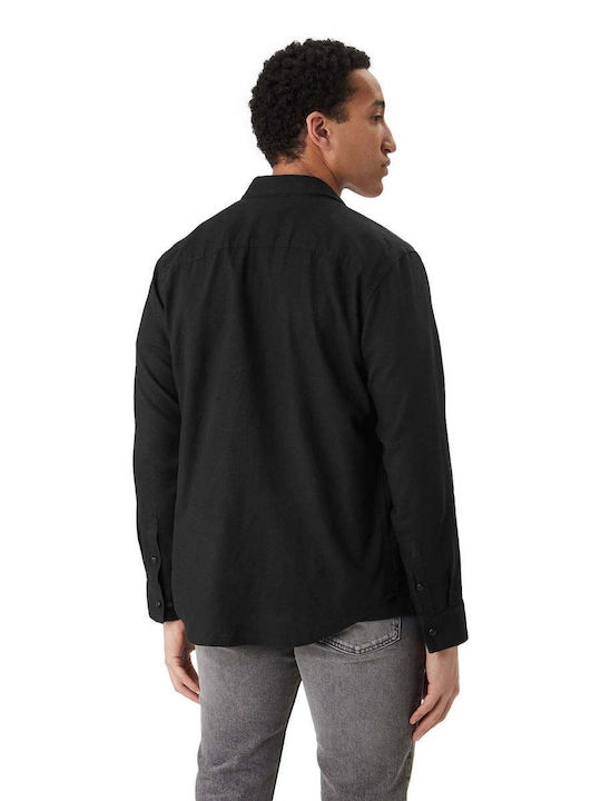 Long Sleeve Linen Shirt Black