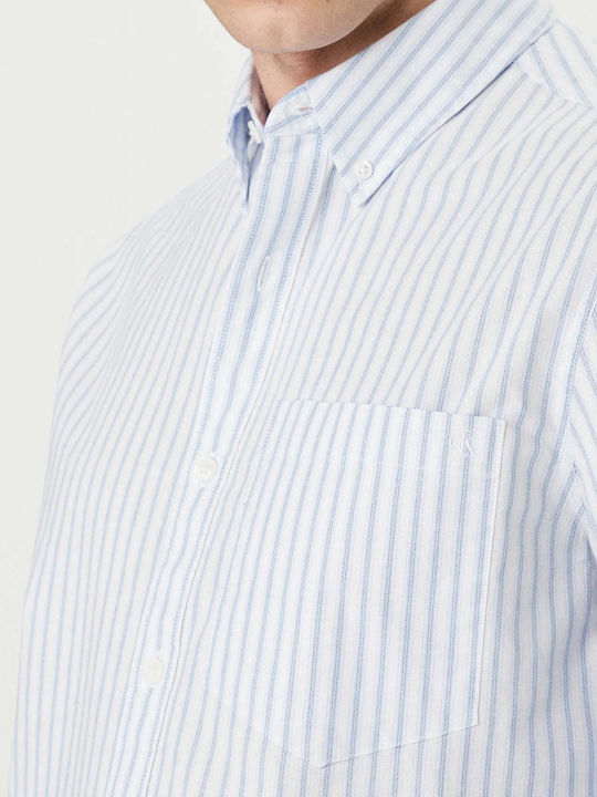 Long Sleeve Shirt in Regular Fit Striped Blue