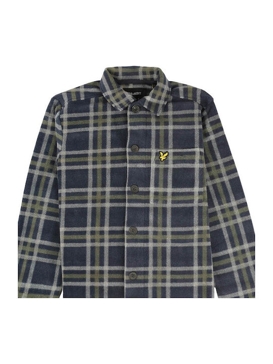 Overshirt Cu Mânecă Lungă Carou Albastru Marin Închis