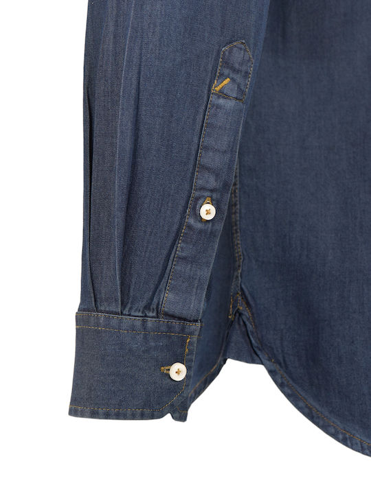 Langärmeliges Hemd in schmaler Passform Blue Nero