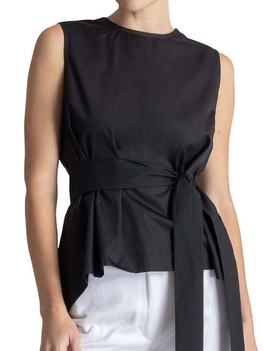 Women's Cotton Sleeveless Black Top