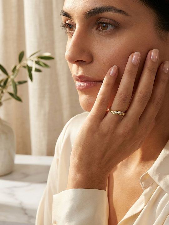 Damentagring mit Zirkon aus 9K Gold