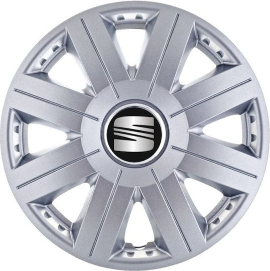 Комплект Автомобилни Чаши 14" с Марка Seat 4 Бройки Сиви