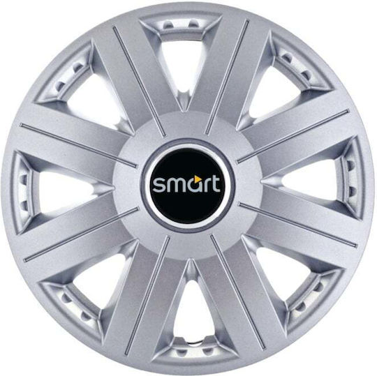Σετ Τάσια Αυτοκινήτου 14" με Σήμα Smart 4τμχ Γκρι