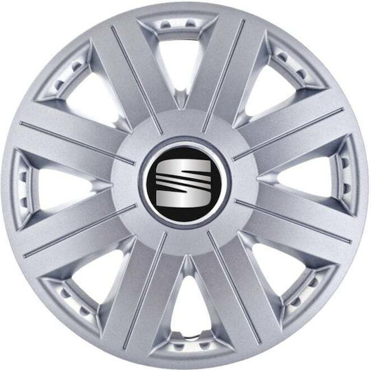 Комплект Автомобилни Чаши 14" с Марка Seat 4 Бройки Сиви