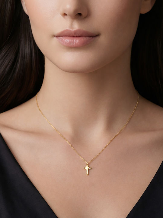 Kiriakos Gofas Women's Gold Cross 9K Double Sided with Chain