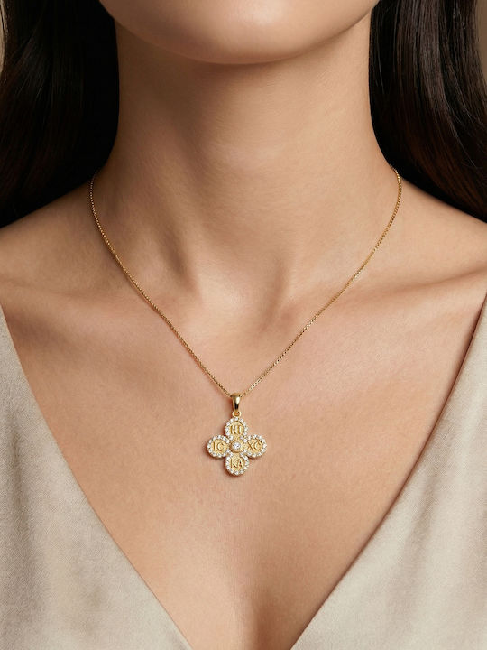 Kiriakos Gofas Women's Gold Cross 14K Double Sided Without Chain