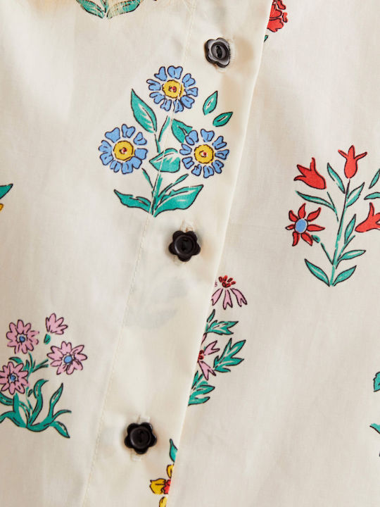 Women's Cotton Sleeveless Floral Blouse Ecru
