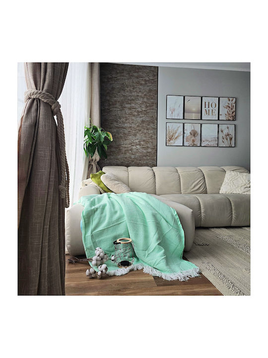 Kotonia Home Cuvertură Pat Dublu Bumbac Verde Kiwi 220x240cm