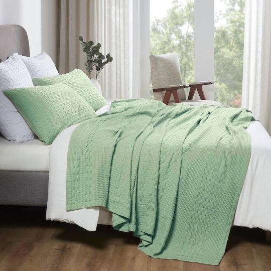 Kotonia Home Cuvertură Pat Dublu Bumbac Verde Fistic 220x240cm