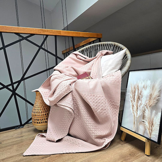 Kotonia Home Κουβερλί Υπέρδιπλο Βαμβακερό Light Burnt Pink 220x240cm