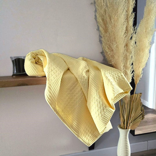 Kotonia Home Double Cotton Coverlet Straw Yellow 220x240cm