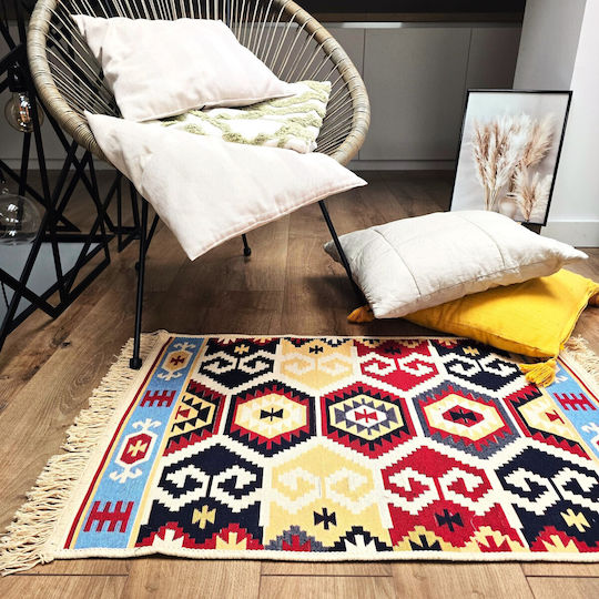 Kotonia Home Правоъгълен Памучен Многоцветен Килим 60x90см