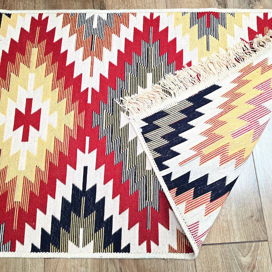 Kotonia Home Rectangular Cotton Multicolour Rug 100x300cm