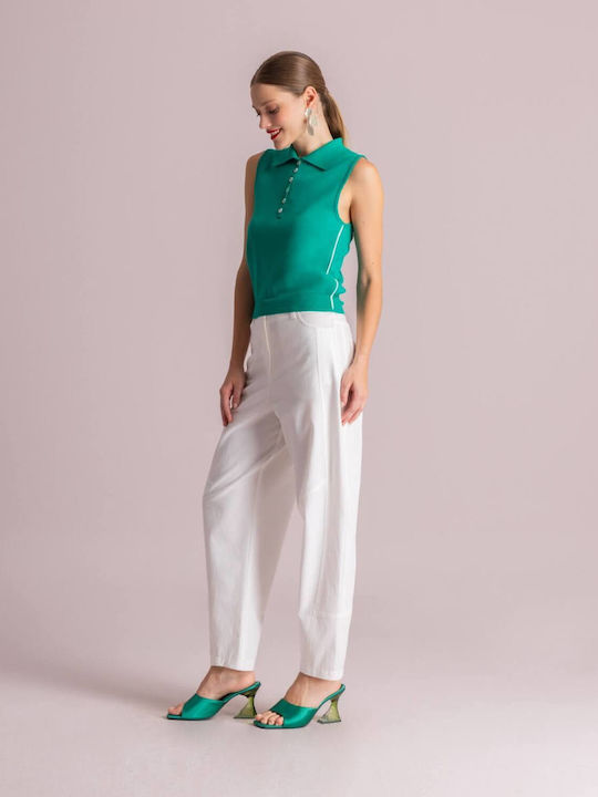 Damen Leinenhose in Regulärer Passform Ecrou