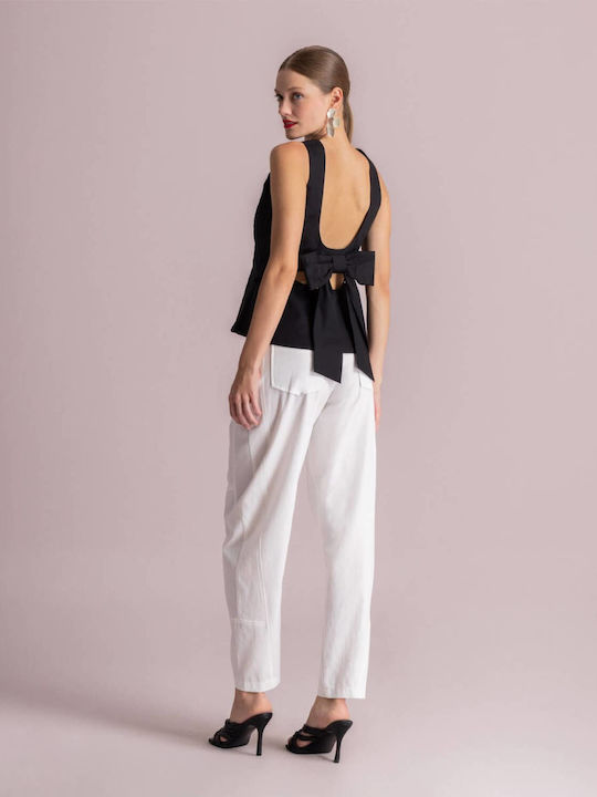 Damen Leinenhose in Regulärer Passform Ecrou