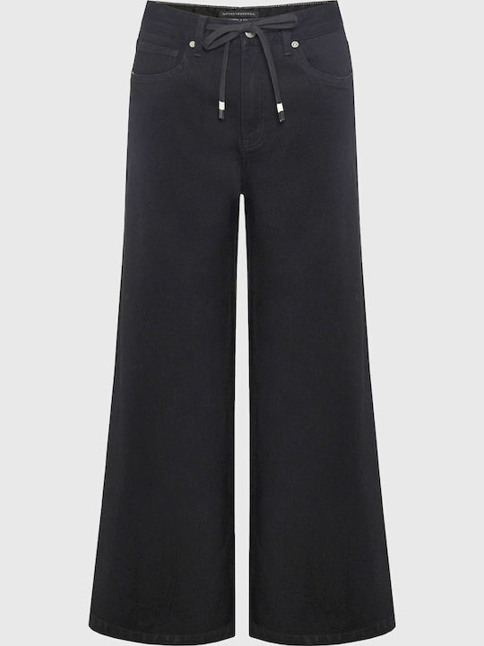 Women's Jean Pants Mid Rise Wide Leg Style Black