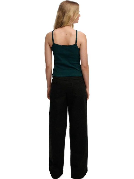Damen Chino Hose in Baggy Bein Stil Schwarz
