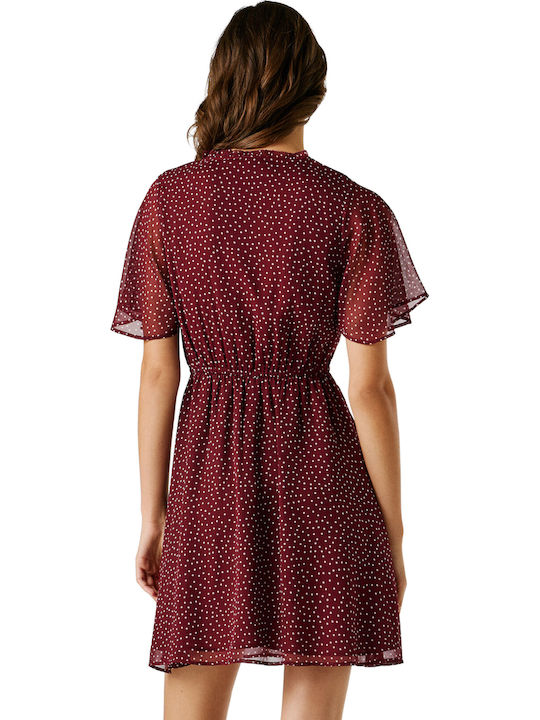 Summer Mini Dress with Ruffles Lotus Red