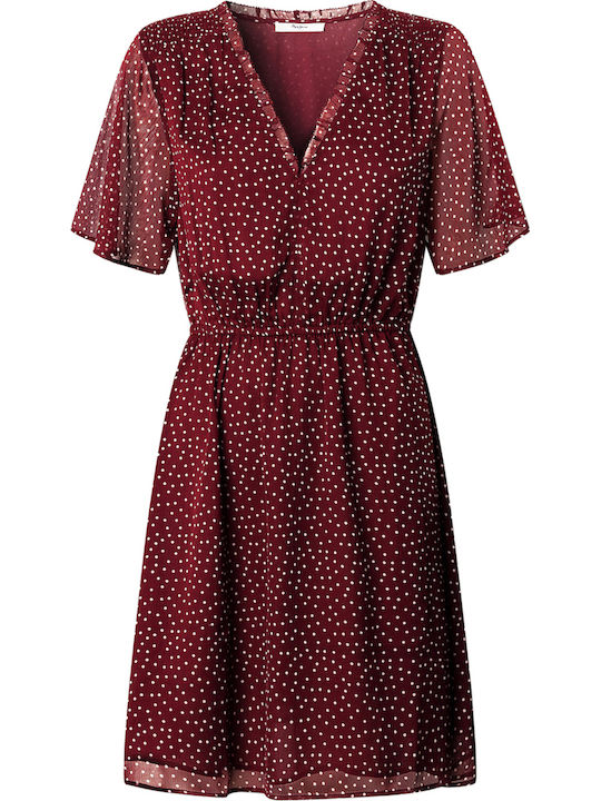 Summer Mini Dress with Ruffles Lotus Red
