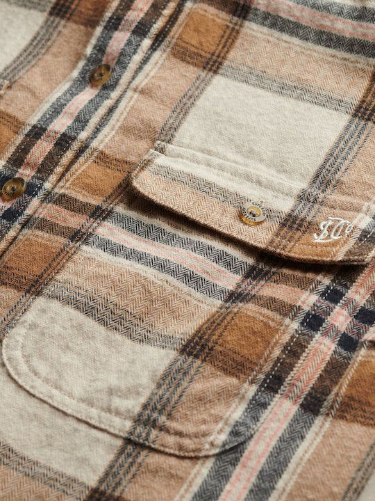 Lumberjack Long Sleeve Women's Shirt B2t Beige Cream Check Checked
