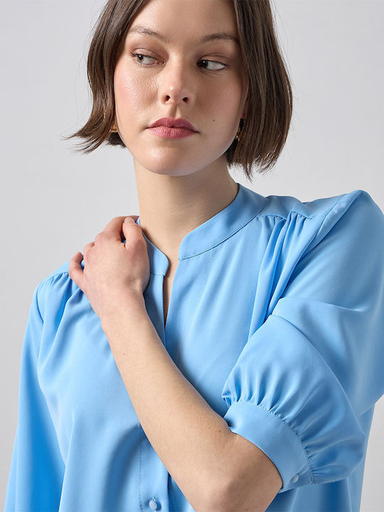 Langärmeliges Damenhemd Hellblau