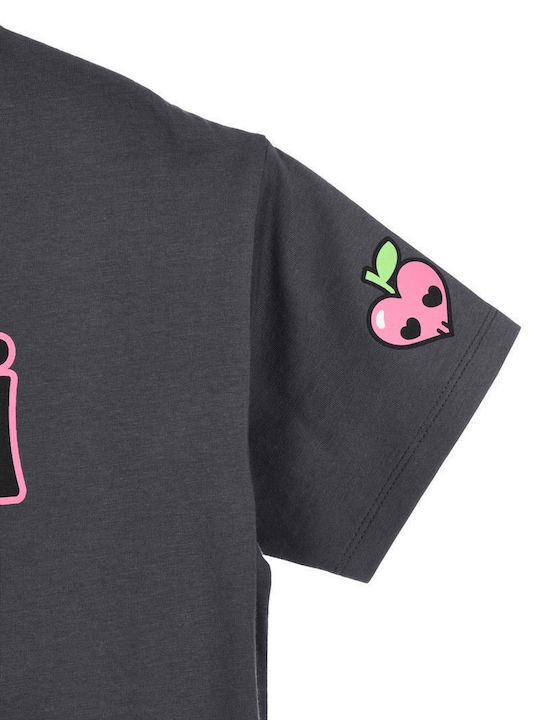 Kids Short-Sleeved Gray Blouse Kuromi Love