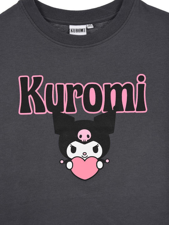 Kids Short-Sleeved Gray Blouse Kuromi Love