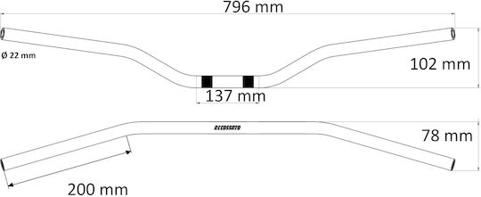 Accossato Ръкохватка 22mm Hbt052s Bmw R 65 78-93 Ширина 79,5cm Сребърна