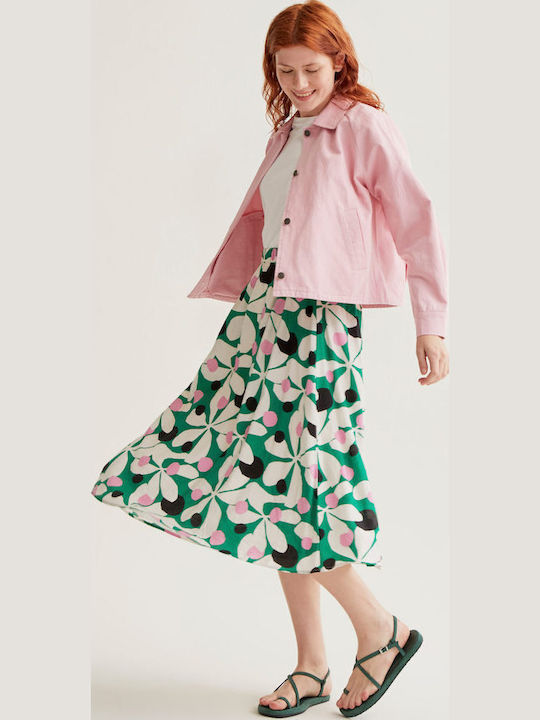 High Waist Midi Skirt Green