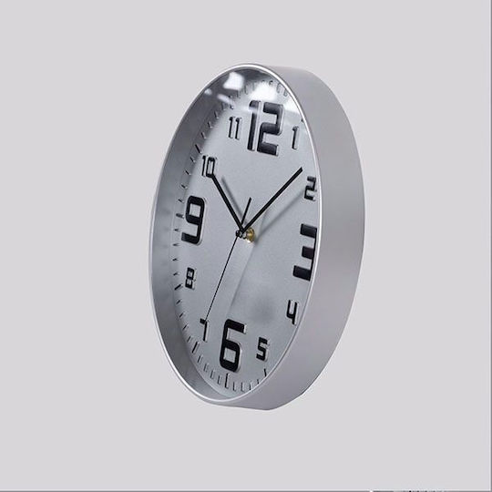 Wall Clock Plastic Silver 30x4.2cm