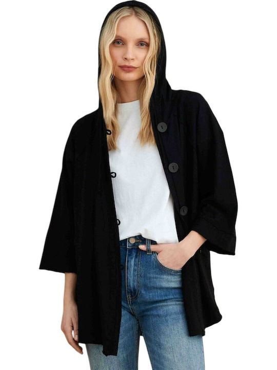 Damen Gestrickte Strickjacke Schwarz